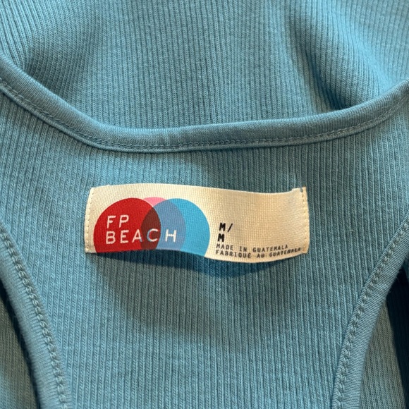 Free People Ribbed Racerback Tank In Coastline Blue. NWOT! Sz M - Picture 3 of 4